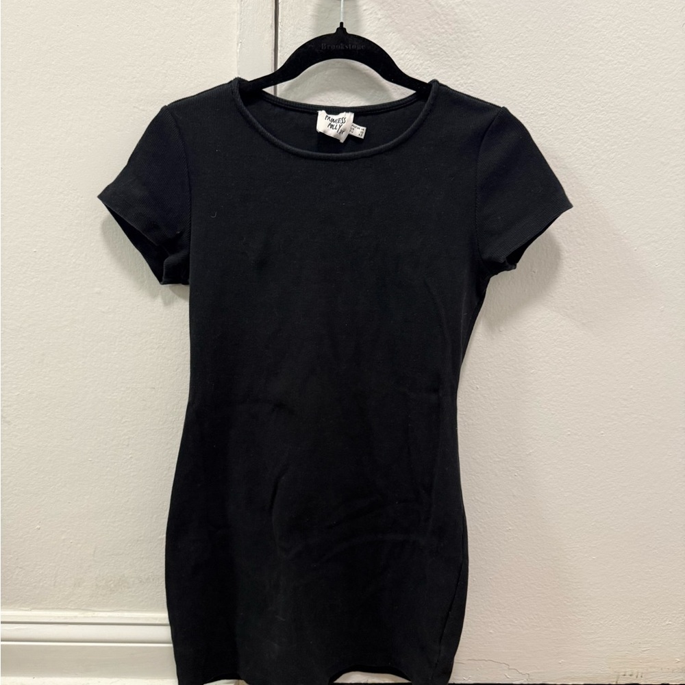 Princess Polly Black Short-Sleeve Knit Mini Dress
